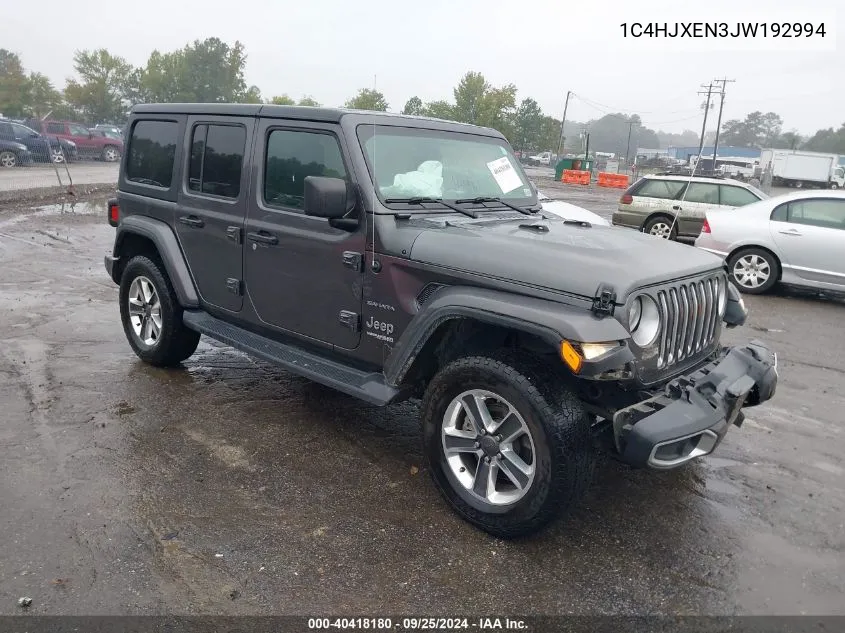 1C4HJXEN3JW192994 2018 Jeep Wrangler Unlimited Sahara 4X4