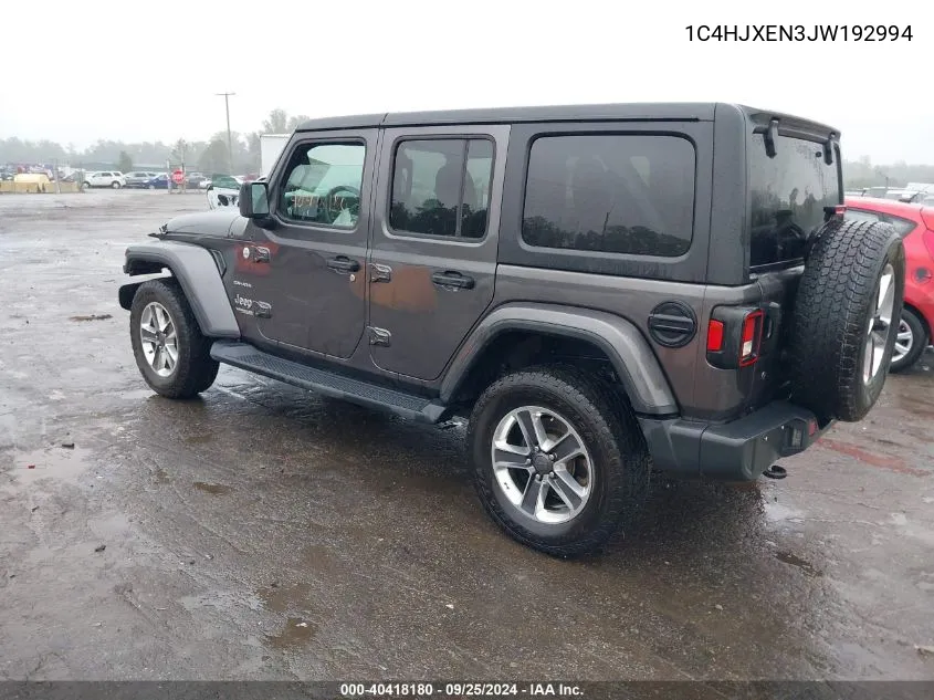 1C4HJXEN3JW192994 2018 Jeep Wrangler Unlimited Sahara 4X4