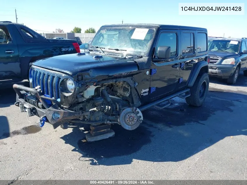 1C4HJXDG4JW241428 2018 Jeep Wrangler Unlimited Sport S 4X4