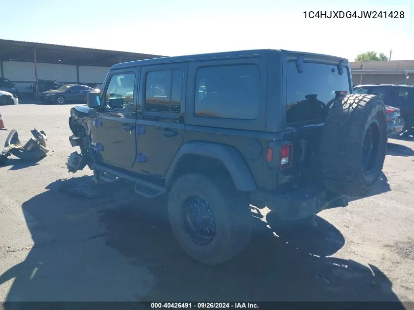 1C4HJXDG4JW241428 2018 Jeep Wrangler Unlimited Sport S 4X4