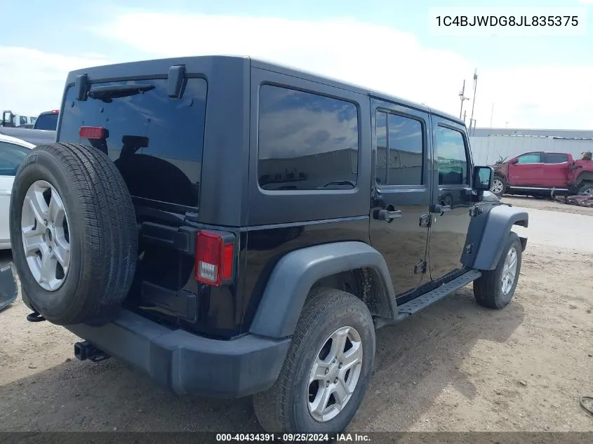 2018 Jeep Wrangler Jk Unlimited Sport S 4X4 VIN: 1C4BJWDG8JL835375 Lot: 40434391