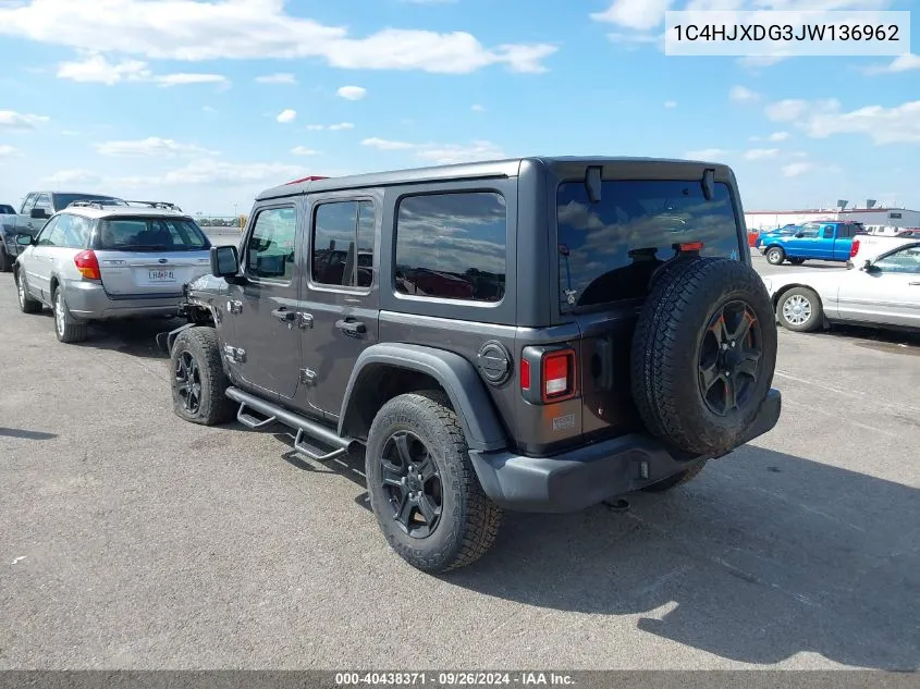 2018 Jeep Wrangler Unlimited Sport S 4X4 VIN: 1C4HJXDG3JW136962 Lot: 40438371