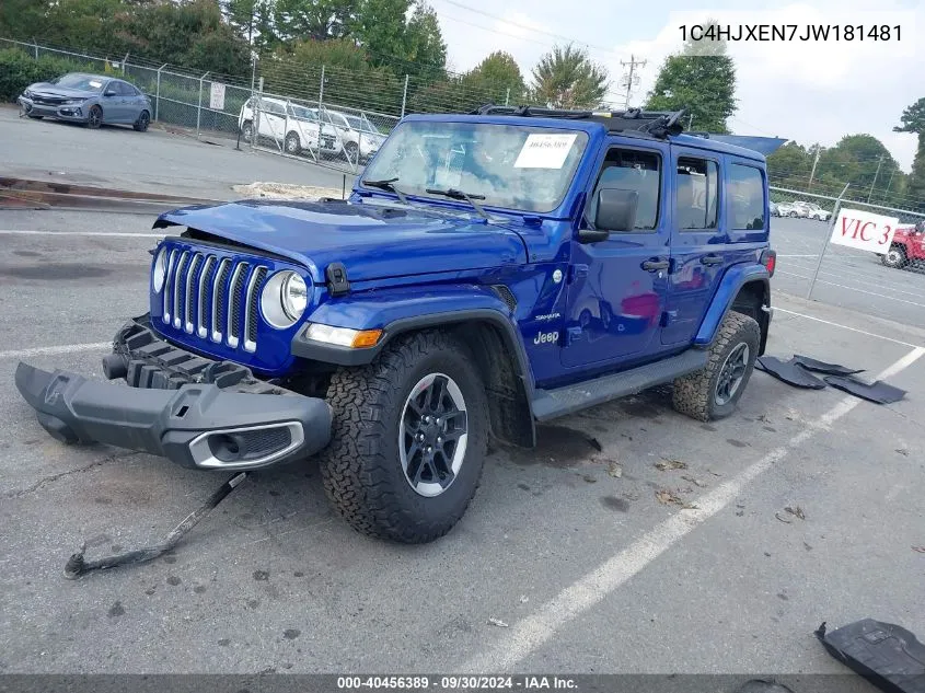 2018 Jeep Wrangler Unlimited Sahara VIN: 1C4HJXEN7JW181481 Lot: 40456389