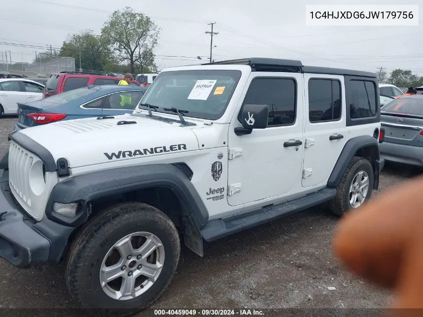 2018 Jeep Wrangler Unlimited Sport VIN: 1C4HJXDG6JW179756 Lot: 40459049