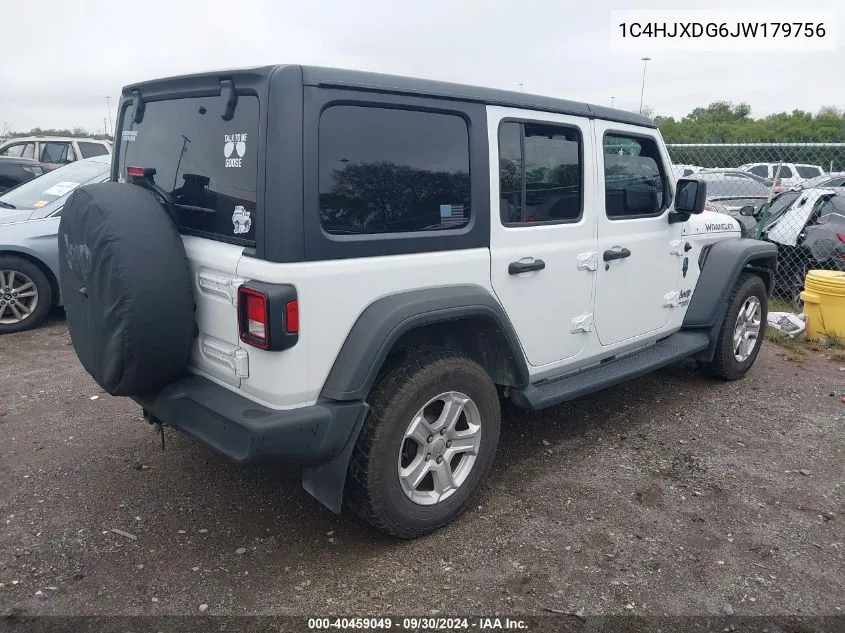 2018 Jeep Wrangler Unlimited Sport VIN: 1C4HJXDG6JW179756 Lot: 40459049