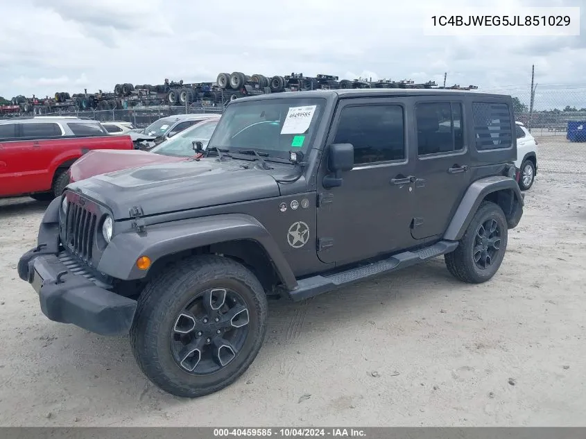 2018 Jeep Wrangler Jk Unlimited Altitude 4X4 VIN: 1C4BJWEG5JL851029 Lot: 40459585