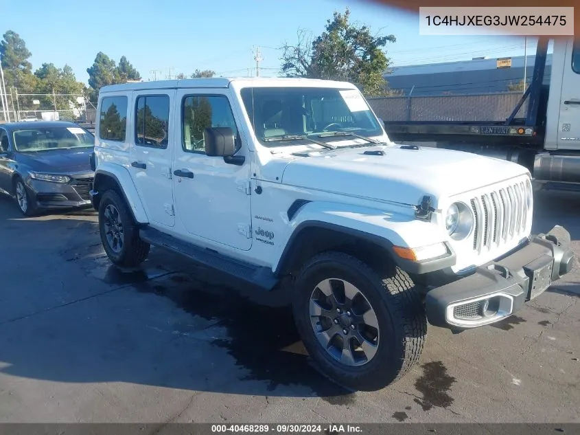 2018 Jeep Wrangler Unlimited Sahara VIN: 1C4HJXEG3JW254475 Lot: 40468289