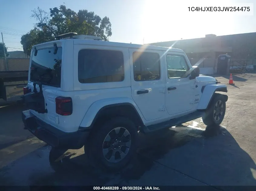 2018 Jeep Wrangler Unlimited Sahara VIN: 1C4HJXEG3JW254475 Lot: 40468289