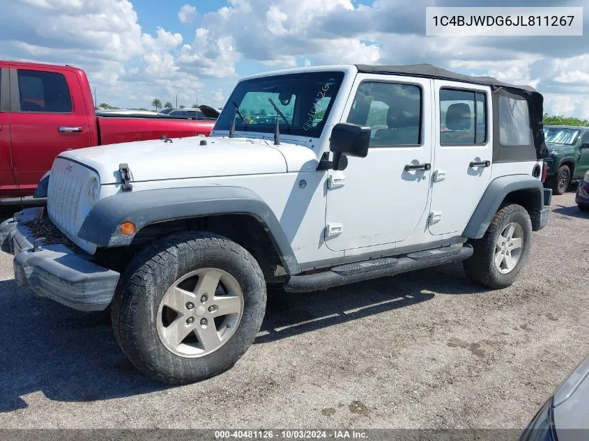 2018 Jeep Wrangler Jk Unlimited Sport 4X4 VIN: 1C4BJWDG6JL811267 Lot: 40481126