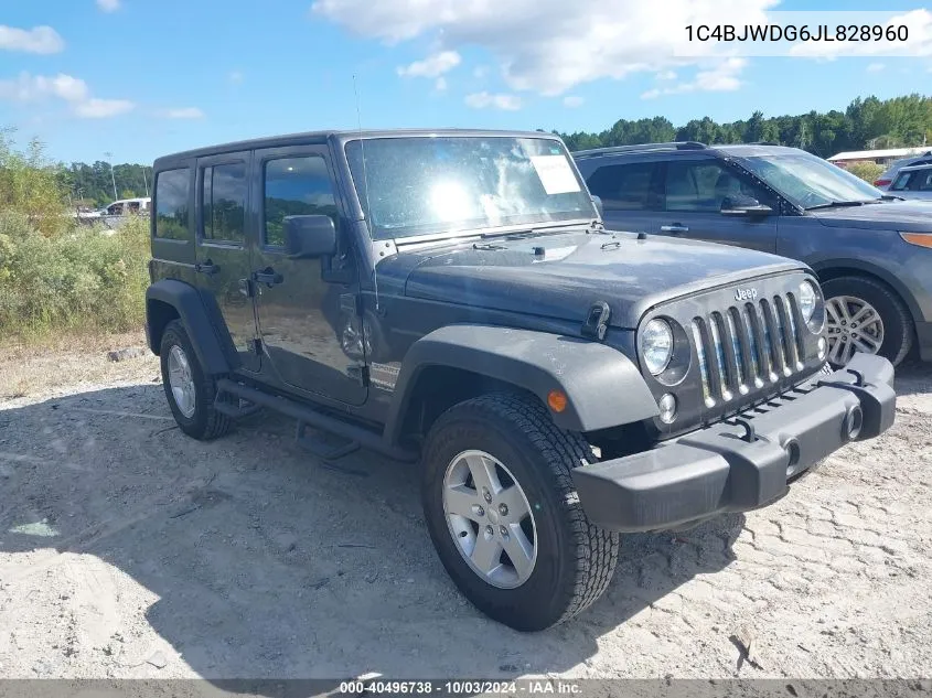 2018 Jeep Wrangler Jk Unlimited Sport S 4X4 VIN: 1C4BJWDG6JL828960 Lot: 40496738