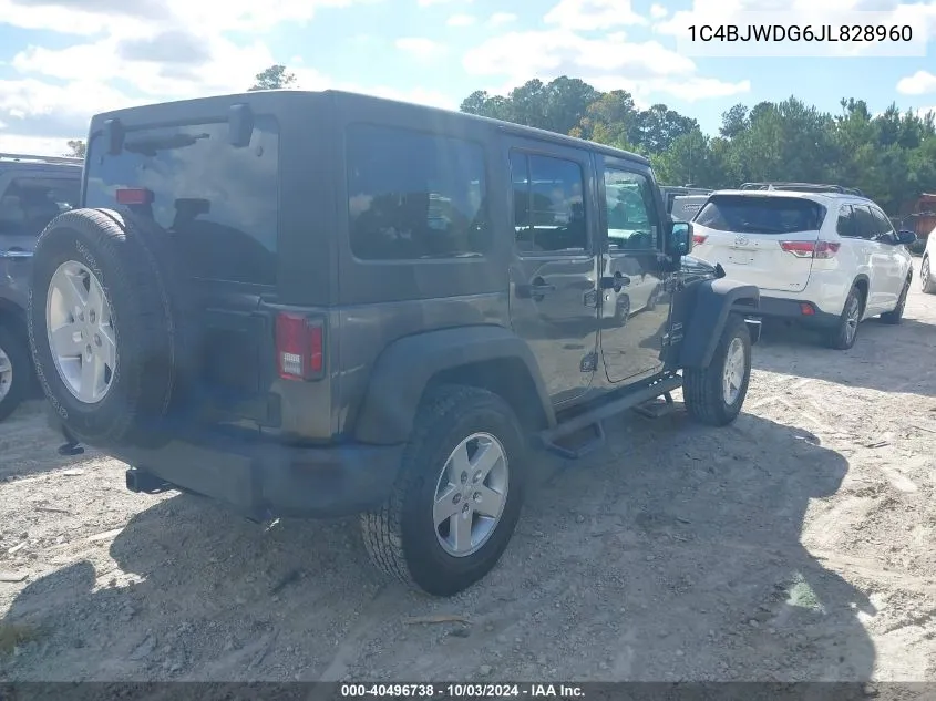 2018 Jeep Wrangler Jk Unlimited Sport S 4X4 VIN: 1C4BJWDG6JL828960 Lot: 40496738