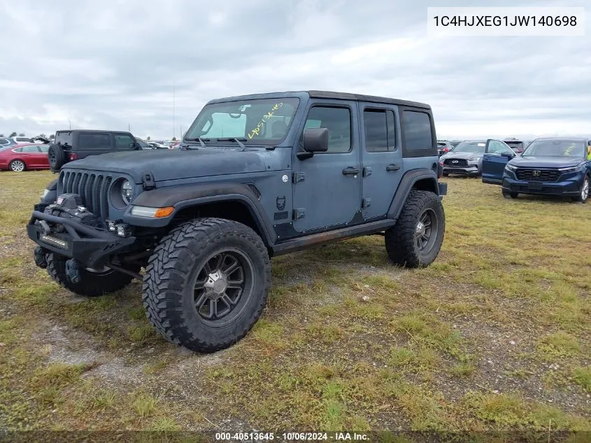 2018 Jeep Wrangler Unlimited Sahara VIN: 1C4HJXEG1JW140698 Lot: 40513645