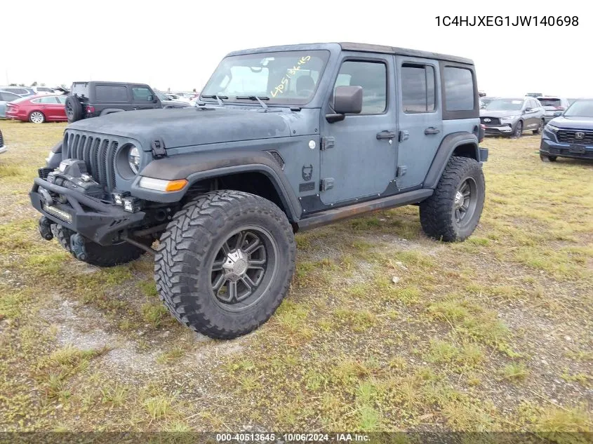 2018 Jeep Wrangler Unlimited Sahara VIN: 1C4HJXEG1JW140698 Lot: 40513645