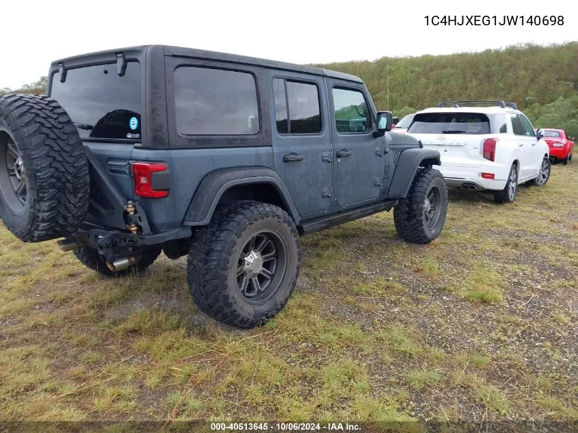 2018 Jeep Wrangler Unlimited Sahara VIN: 1C4HJXEG1JW140698 Lot: 40513645