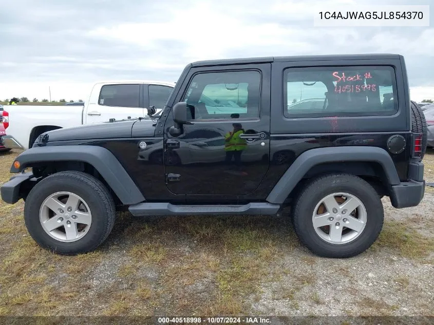 2018 Jeep Wrangler Jk Sport VIN: 1C4AJWAG5JL854370 Lot: 40518998