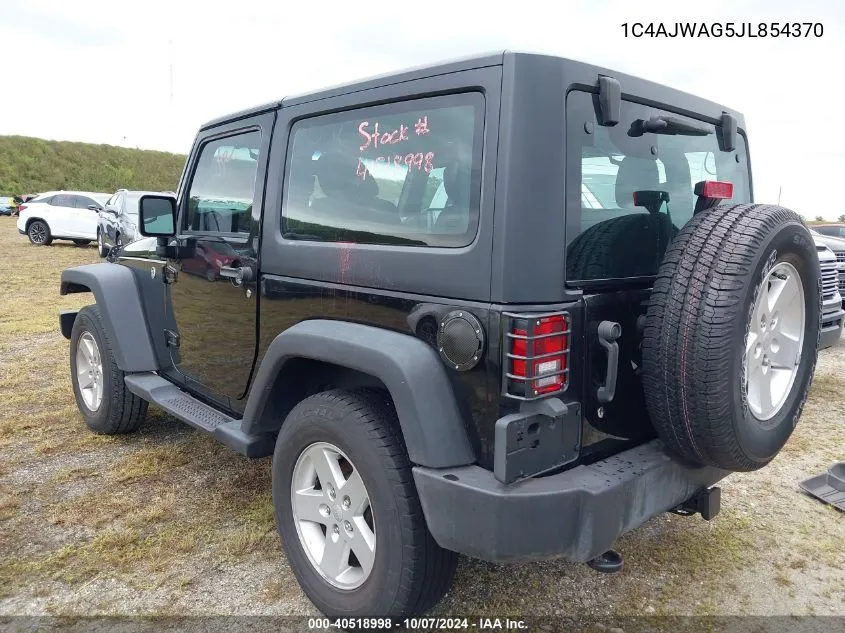 2018 Jeep Wrangler Jk Sport VIN: 1C4AJWAG5JL854370 Lot: 40518998