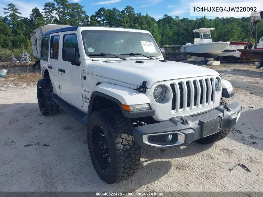 2018 Jeep Wrangler Unlimited Sahara 4X4 VIN: 1C4HJXEG4JW220092 Lot: 40522478