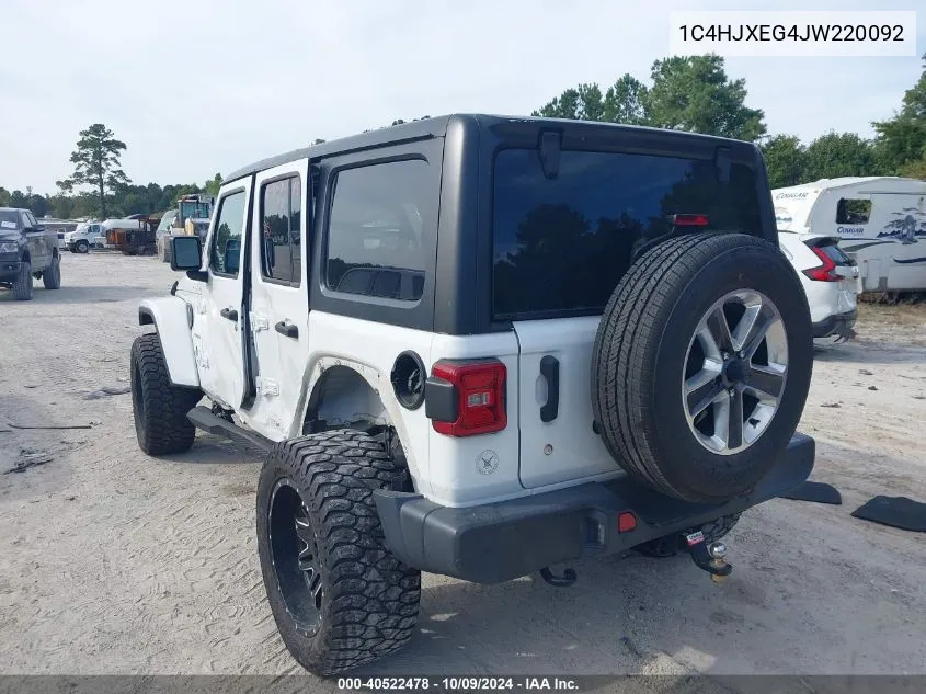 2018 Jeep Wrangler Unlimited Sahara 4X4 VIN: 1C4HJXEG4JW220092 Lot: 40522478