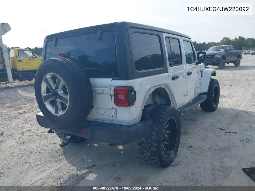 2018 Jeep Wrangler Unlimited Sahara 4X4 VIN: 1C4HJXEG4JW220092 Lot: 40522478