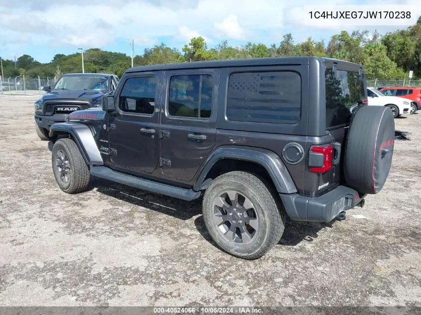 2018 Jeep Wrangler Unlimited Sahara 4X4 VIN: 1C4HJXEG7JW170238 Lot: 40524066