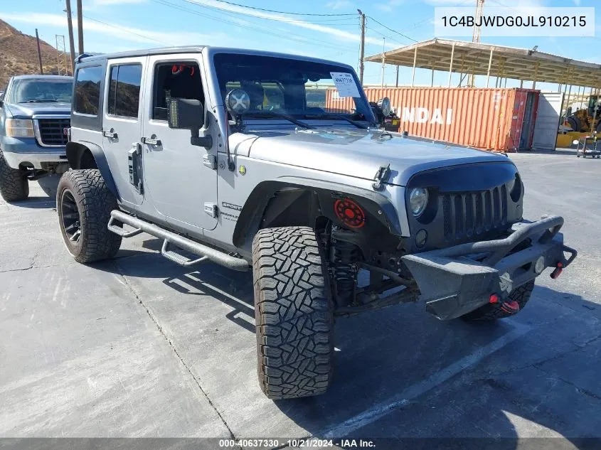 2018 Jeep Wrangler Unlimited Sport VIN: 1C4BJWDG0JL910215 Lot: 40637330