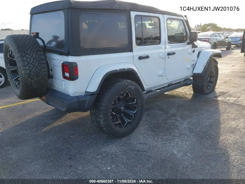 2018 Jeep Wrangler Unlimited Sahara 4X4 VIN: 1C4HJXEN1JW201076 Lot: 40660387