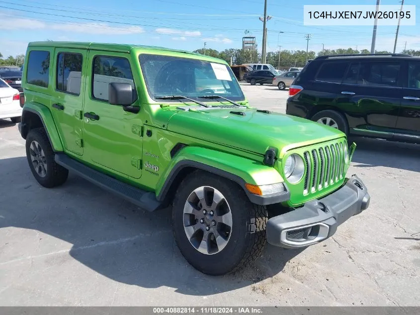 2018 Jeep Wrangler Unlimited Sahara 4X4 VIN: 1C4HJXEN7JW260195 Lot: 40882814