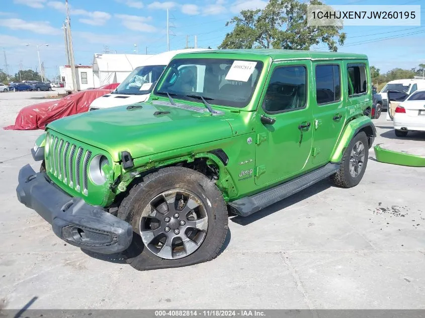 2018 Jeep Wrangler Unlimited Sahara 4X4 VIN: 1C4HJXEN7JW260195 Lot: 40882814