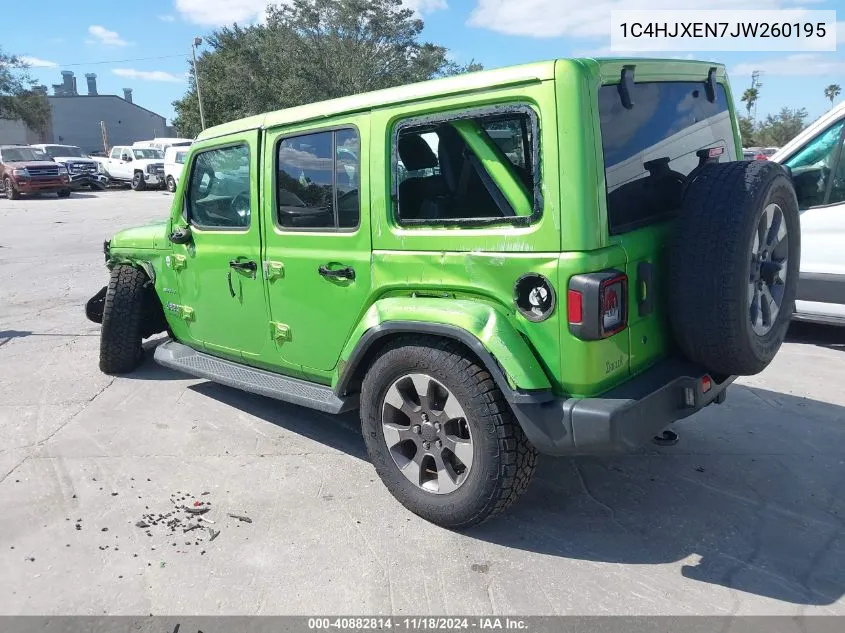 2018 Jeep Wrangler Unlimited Sahara 4X4 VIN: 1C4HJXEN7JW260195 Lot: 40882814