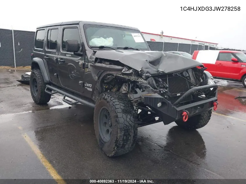 2018 Jeep Wrangler Unlimited Sport S 4X4 VIN: 1C4HJXDG3JW278258 Lot: 40892363