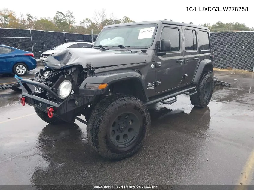 2018 Jeep Wrangler Unlimited Sport S 4X4 VIN: 1C4HJXDG3JW278258 Lot: 40892363