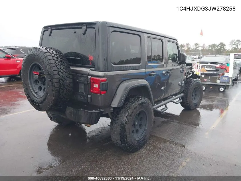 2018 Jeep Wrangler Unlimited Sport S 4X4 VIN: 1C4HJXDG3JW278258 Lot: 40892363