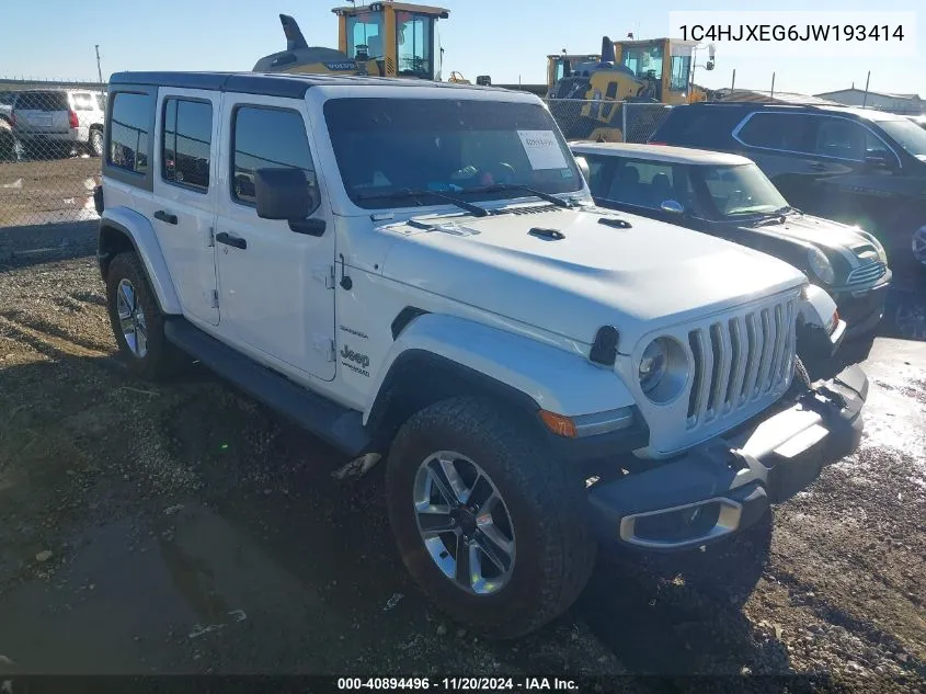 2018 Jeep Wrangler Unlimited Sahara 4X4 VIN: 1C4HJXEG6JW193414 Lot: 40894496