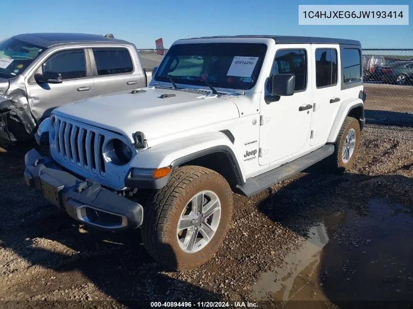 2018 Jeep Wrangler Unlimited Sahara 4X4 VIN: 1C4HJXEG6JW193414 Lot: 40894496