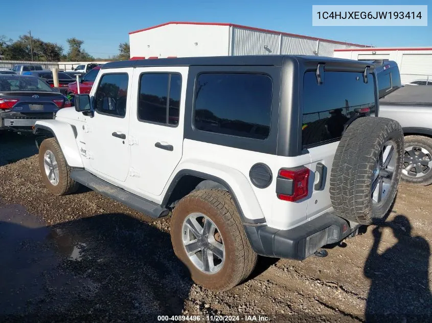 2018 Jeep Wrangler Unlimited Sahara 4X4 VIN: 1C4HJXEG6JW193414 Lot: 40894496