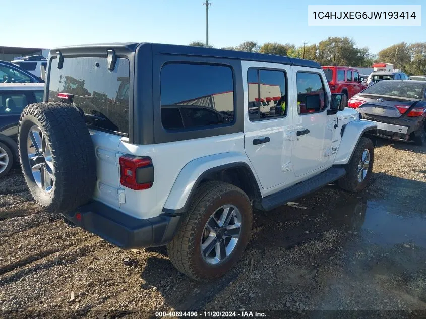 2018 Jeep Wrangler Unlimited Sahara 4X4 VIN: 1C4HJXEG6JW193414 Lot: 40894496