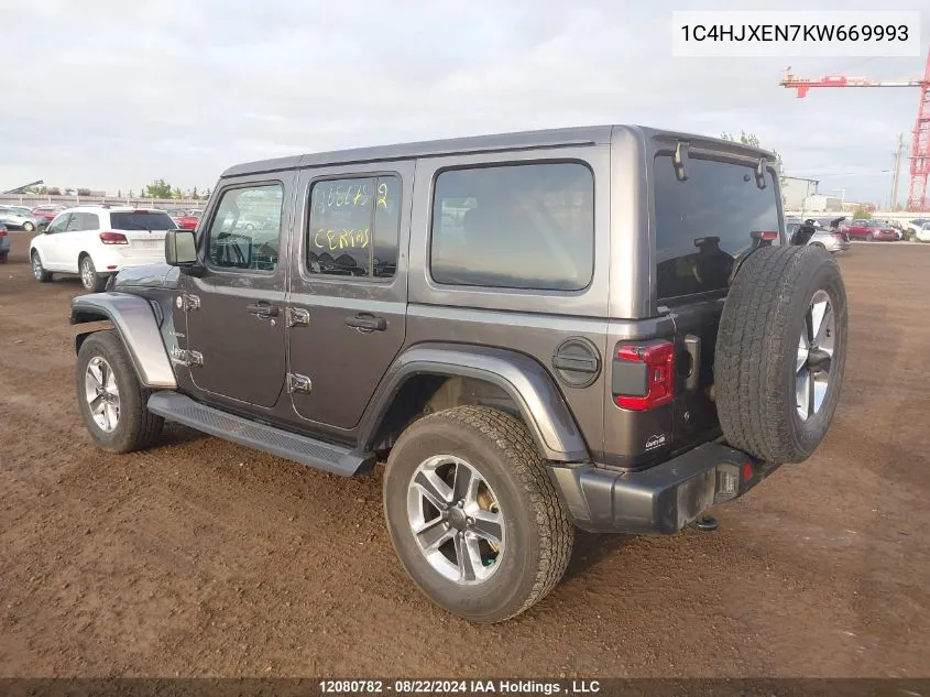 2019 Jeep Wrangler Unlimited Sahara VIN: 1C4HJXEN7KW669993 Lot: 12080782