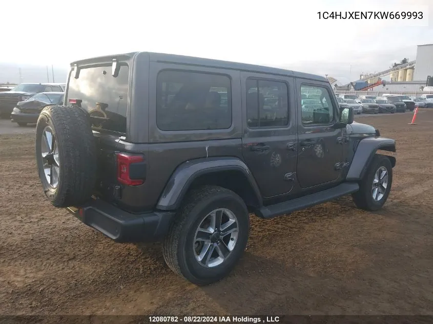 2019 Jeep Wrangler Unlimited Sahara VIN: 1C4HJXEN7KW669993 Lot: 12080782