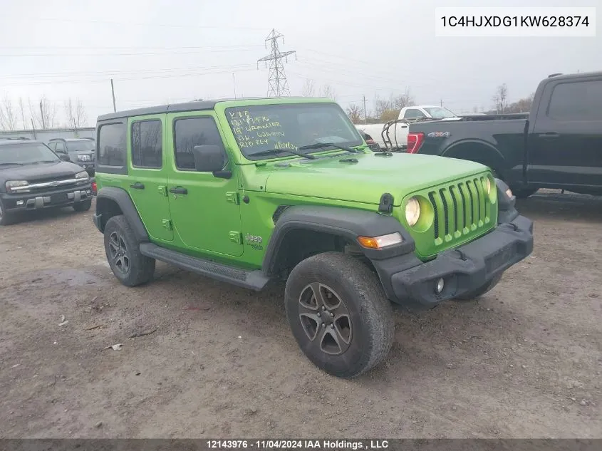 2019 Jeep Wrangler Unlimited Sport VIN: 1C4HJXDG1KW628374 Lot: 12143976