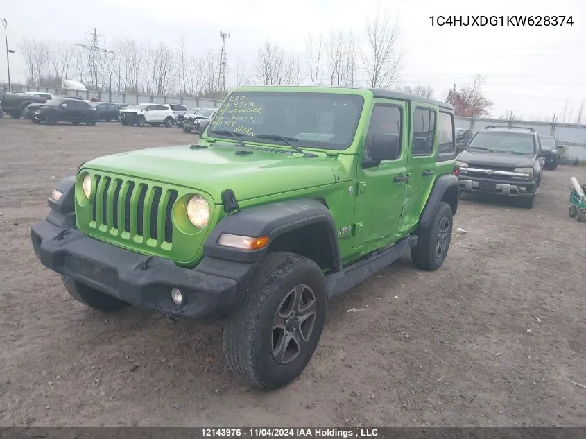 2019 Jeep Wrangler Unlimited Sport VIN: 1C4HJXDG1KW628374 Lot: 12143976