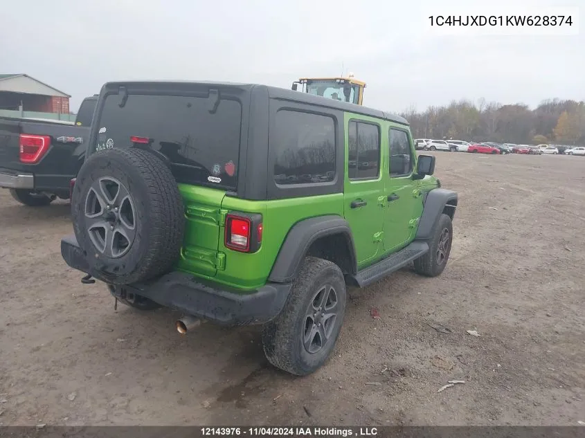 2019 Jeep Wrangler Unlimited Sport VIN: 1C4HJXDG1KW628374 Lot: 12143976