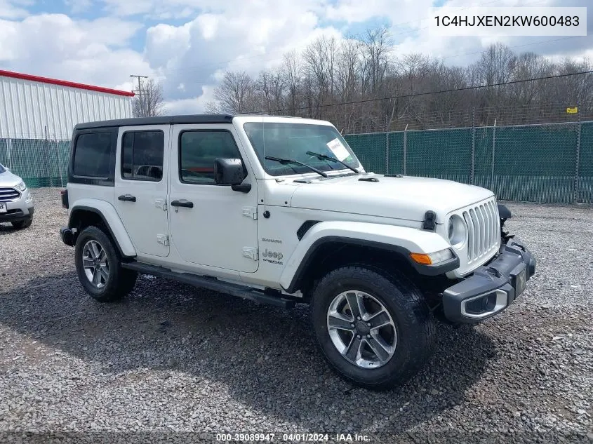 2019 Jeep Wrangler Unlimited Sahara 4X4 VIN: 1C4HJXEN2KW600483 Lot: 39089947