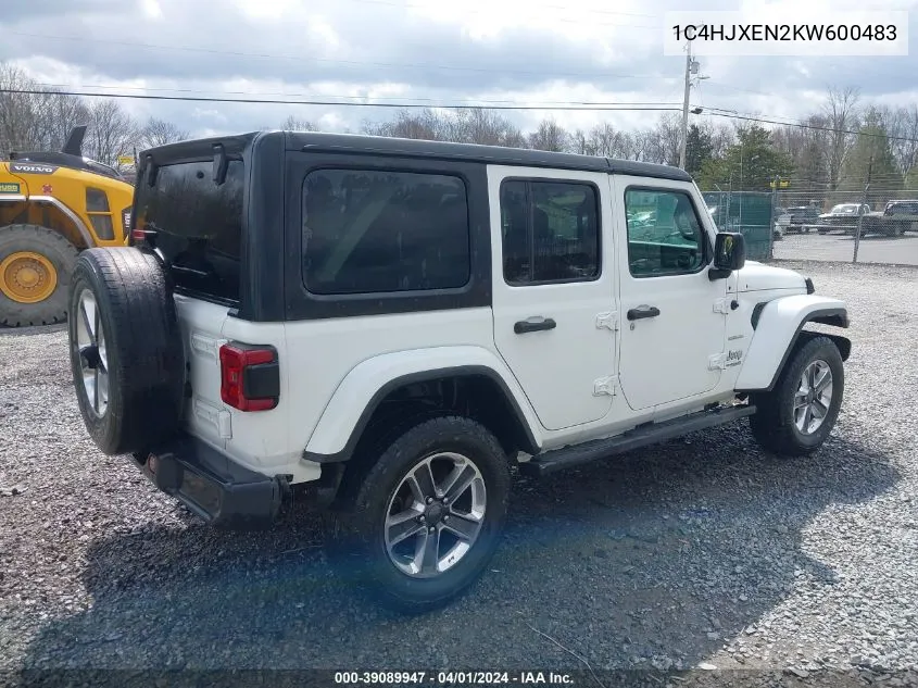 2019 Jeep Wrangler Unlimited Sahara 4X4 VIN: 1C4HJXEN2KW600483 Lot: 39089947