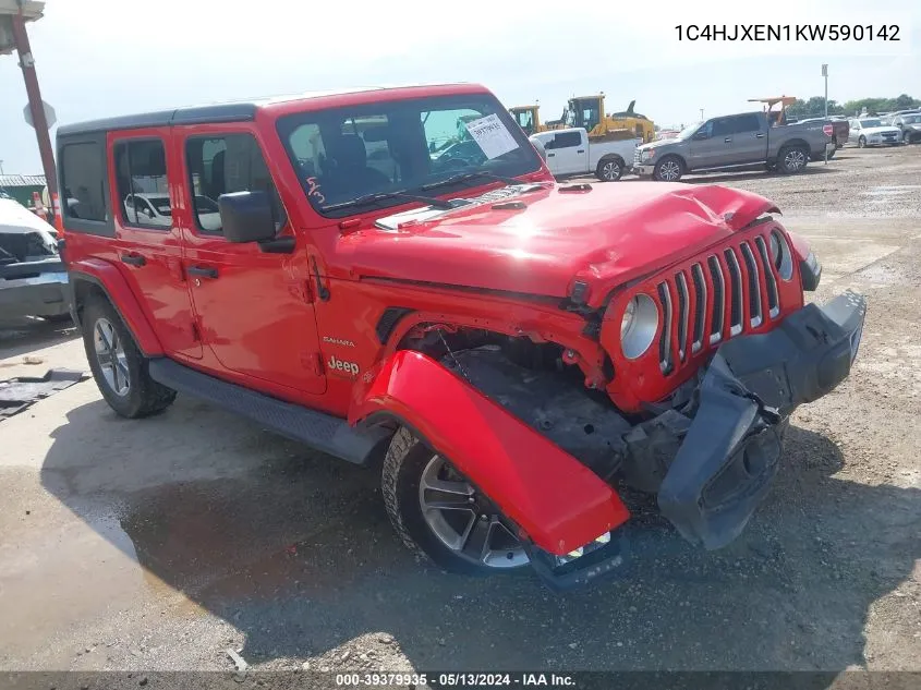 2019 Jeep Wrangler Unlimited Sahara 4X4 VIN: 1C4HJXEN1KW590142 Lot: 39379935