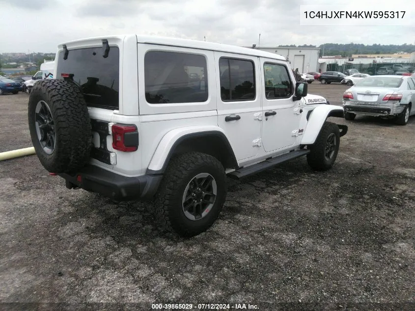 2019 Jeep Wrangler Unlimited Rubicon 4X4 VIN: 1C4HJXFN4KW595317 Lot: 39865029