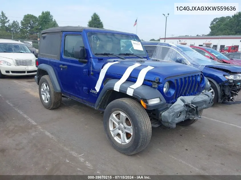 1C4GJXAGXKW559636 2019 Jeep Wrangler Sport S 4X4