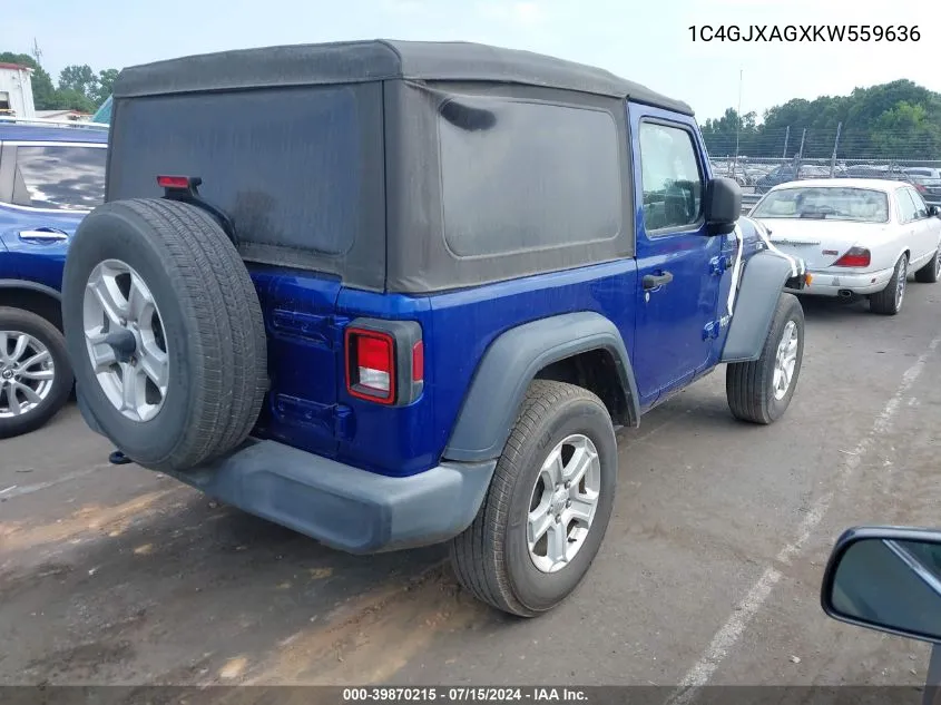 1C4GJXAGXKW559636 2019 Jeep Wrangler Sport S 4X4