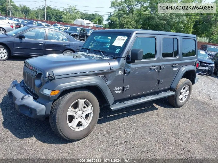 2019 Jeep Wrangler Unlimited Sport S 4X4 VIN: 1C4HJXDG2KW640386 Lot: 39870593