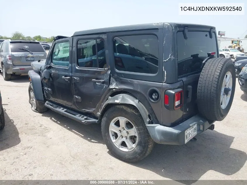 2019 Jeep Wrangler Unlimited Sport S 4X4 VIN: 1C4HJXDNXKW592540 Lot: 39988588