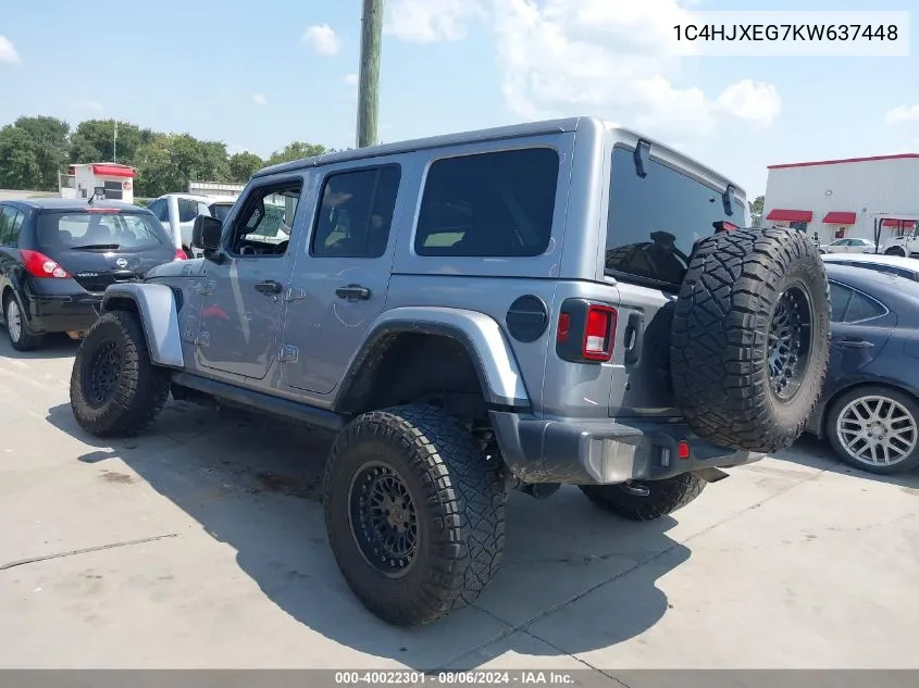 2019 Jeep Wrangler Unlimited Sahara VIN: 1C4HJXEG7KW637448 Lot: 40022301